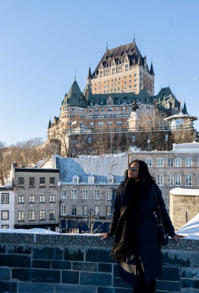 Parc Montmorency with view of the Fairmont Chateau Frontenac in Québec City